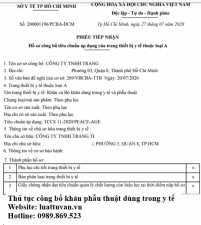 Thủ tục công bố khăn phẫu thuật dùng trong y tế