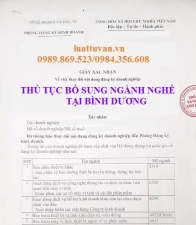 Thủ tục bổ sung ngành nghề kinh doanh tại Bình Dương