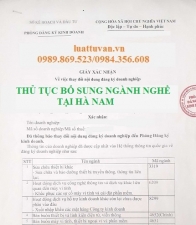 Thủ tục bổ sung ngành nghề kinh doanh tại Hà Nam