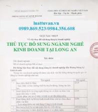 Thủ tục bổ sung ngành nghề kinh doanh tại Long An