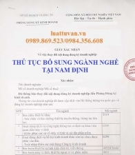 Thủ tục bổ sung ngành nghề kinh doanh tại Nam Định