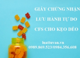 Giấy chứng nhận lưu hành tự do CFS cho kẹo dẻo