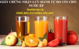 Giấy chứng nhận lưu hành tự do CFS cho nước ép