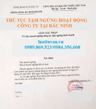 Thủ tục tạm ngừng hoạt động công ty tại Bắc Ninh