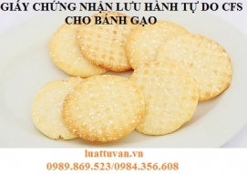 Giấy chứng nhận lưu hành tự do CFS cho bánh gạo