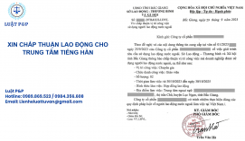 xin chấp thuận lao động cho trung tâm tiếng Hàn