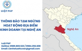 Thông báo tạm ngừng hoạt động địa điểm kinh doanh tại Nghệ An