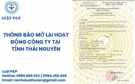 Thông báo mở lại hoạt động công ty tại tỉnh Thái Nguyên