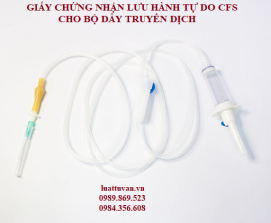 Giấy chứng nhận lưu hành tự do CFS cho bộ dây truyền dịch