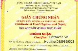 Thủ tục xin giấy phép an toàn vệ sinh thực phẩm