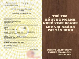 Thủ tục bổ sung ngành nghề kinh doanh cho chi nhánh tại Tây Ninh