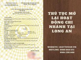 Thủ tục mở lại hoạt động chi nhánh tại Long An