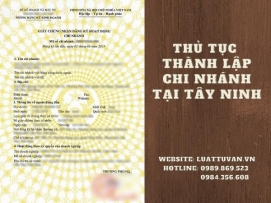 Thủ tục thành lập chi nhánh tại Tây Ninh