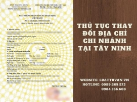 Thủ tục thay đổi địa chỉ chi nhánh tại Tây Ninh