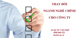 Thay đổi ngành nghề chính cho công ty