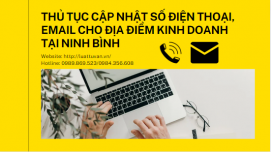 Thủ tục cập nhật số điện thoại, email cho địa điểm kinh doanh tại Ninh Bình