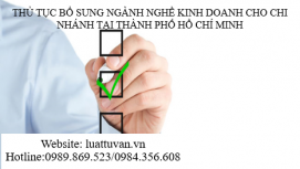 Thủ tục bổ sung ngành nghề kinh doanh cho chi nhánh tại thành phố Hồ Chí Minh