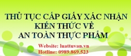 Giấy xác nhận kiến thức an toàn thực phẩm