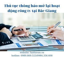 Thủ tục thông báo mở lại hoạt động công ty tại Bắc Giang